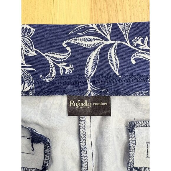 Rafaella Women's Navy Floral Pull On Comfort Pants Cropped 16 - Picture 4 of 5